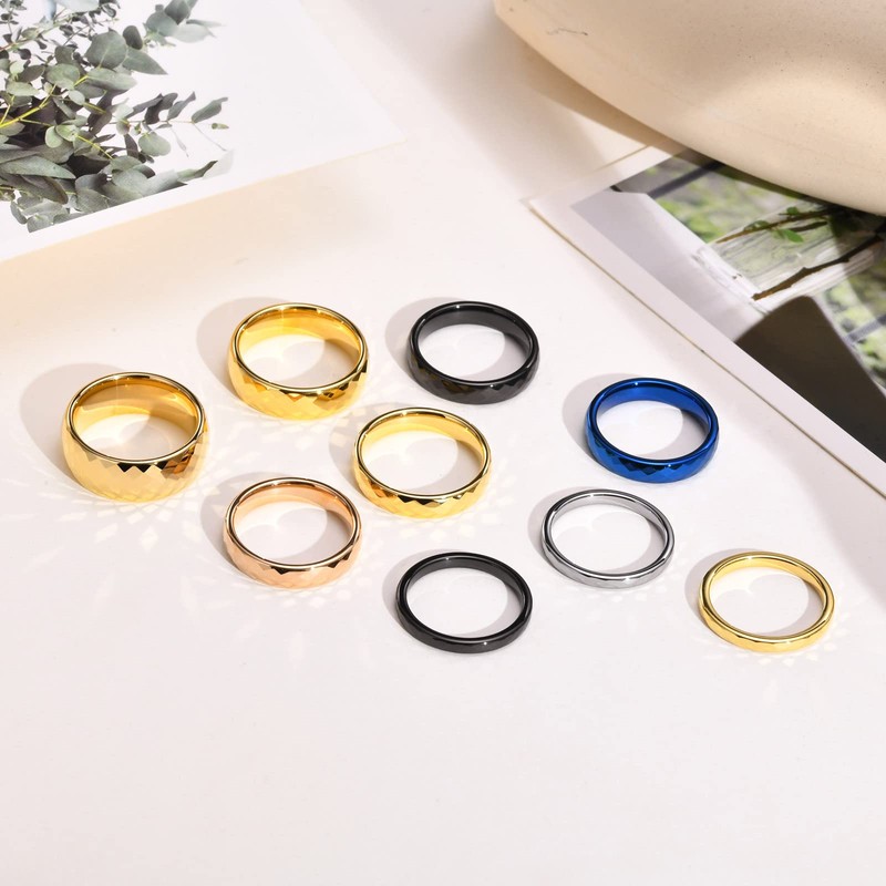 Rockyu Brand Tungsten Ring, Popular, Women's Ring, Men's, Simple, Black,