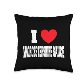 My Heart I Love Worcestershire Sauce Throw Pillow, 16x16, Multicolor