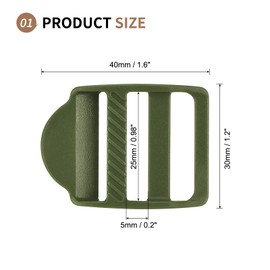 SUIKIHUM 10 Pack Plastic Ladder Slider, 1" (25mm) Backpack Buckle Tri-Glides Clip, Adjustable Lock Buckle for Strap, Army Green