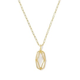 Kendra Scott Womens Elle Lattice Frame Large Long Pendant Necklace Gold Ivory Mother Of Pearl One Size One Size