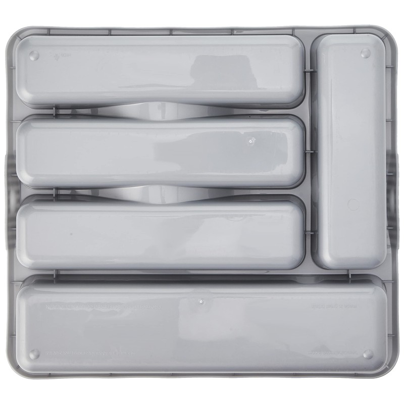 Wham Silver 5 Compartment Plastic Cutlery Holder Tray Drawer Organiser
