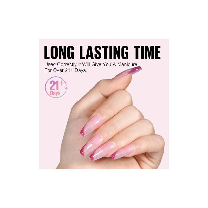 TOMICCA UV Nagellack Glitzer Rosa Set, 4 Farben Transparenter Rosa