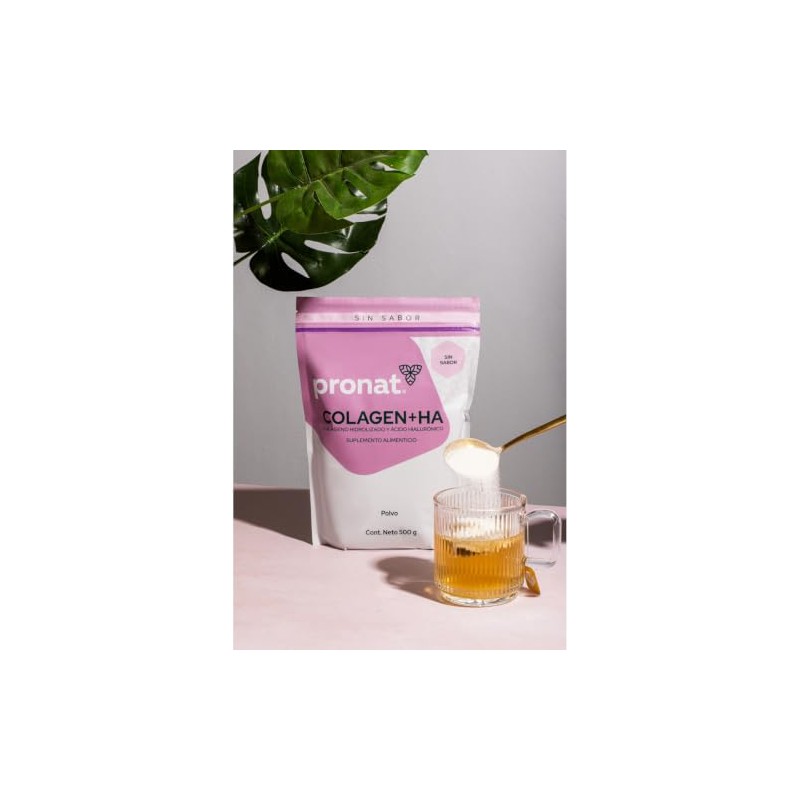 PRONAT | Colágeno Hidrolizado + Ácido Hialurónico, Suplemento Alimenticio, Sabor