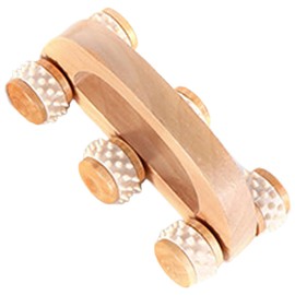 FRCOLOR Handheld Wooden Roller Massager for Muscle Relief Back Neck Calf Massage Improves Circulation Reduces Portable Massage Roller for Home Travel Use