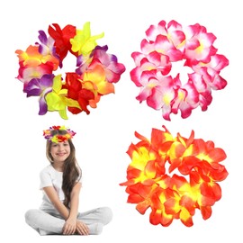 Ycfish 3 Pcs Hawaiian Garland, Tropical Lei for Summer Parties, Hawaiian Fancy Dress - BeachTheme Luau Party Accessories for Adults