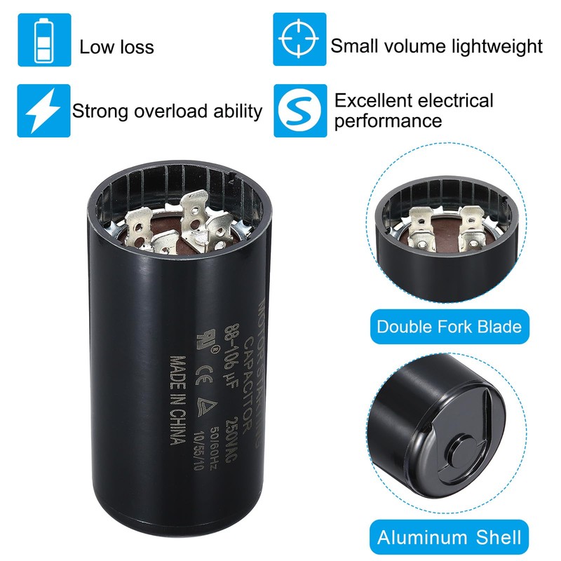 PATIKIL Motor Start Capacitor, 2 Pcs 88-106uf 250V 50/60Hz CD60