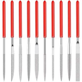 10 Pcs Mini Diamond Needle Files Set - Precision Mini Modelling File Tool Kit - Round, Flat & Triangular Diamond Files - Ideal for Jewelers, Metal, Resin, Plastic & Miniatures (2 x 100mm)