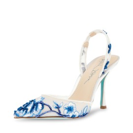 Betsey Women's Patch Pump, Blue Floral, 8