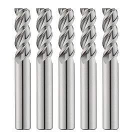 AYCHOLIZ 1/4" Carbide Square Nose End Mills Set 3 Flute Milling Cutter CNC Spiral Router Bits for Aluminum,Copper, Magnesium Alloys（5PCS）