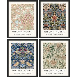 SIGNWIN Framed Poster William Morris Floral Tapestry Pattern Wilderness Nature Illustrations Fine Art Decorative Country/Farmhouse Vintage for Living Room, Bedroom, Office - 12"x16"x 4 Black