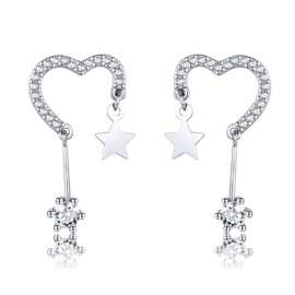 TALONIA Women's Earrings, Hypoallergenic, S925 Silver, Platinum Plated, Second Earrings, Small, Cute, Birthday, Mother's Day, Popular, Anniversary, Gift, Silver, No Gemstone