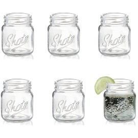 Palais Glassware Palais 'Shots' Mason Jar Shot Glasses - Mini Shot Glass Cups - Holds 2.4 Oz - Set of 6 (Clear)