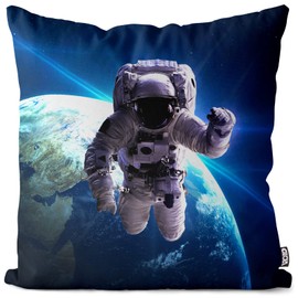 VOID Astronaut Earth Cushion Cover Polyester Waterproof Outdoor Indoor Cushion Size: 60 x 60 cm