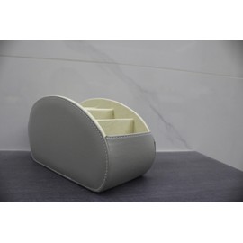 SVNXI Remote Control Holder with 5 Compartments,Pu Leather Office Organization Storage Caddy Box for Tv Remote,Heater Controllers,Media Player,Office Supplies,Makeup Brush (Grey)