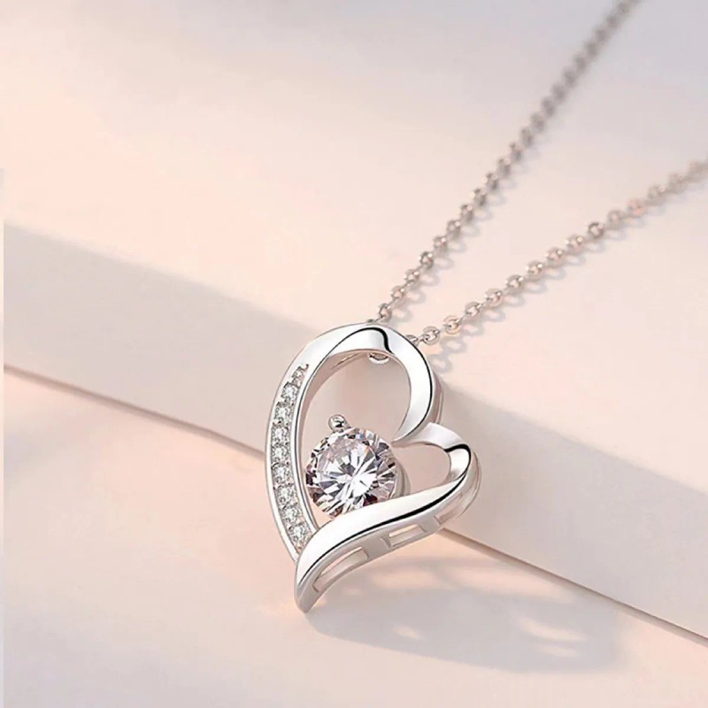 Collar Corazon Amor Eterno Regalo Pareja Aniversario Plata