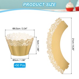 PATIKIL Cupcake Wrappers Paper, 50 Pack Baking Cups Standard Rose Decoration for Anniversary Birthday Weddings and Parties, Reflective Gold