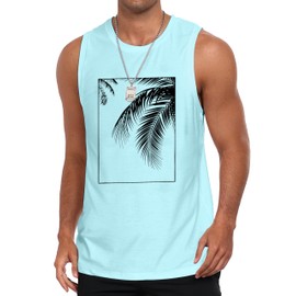 Bupekbee Mens Graphic Tank Tops Sleeveless Workout Gym Shirts Beach Hawaiian Coconut Tree Patriotic Style T-Shirt 2025