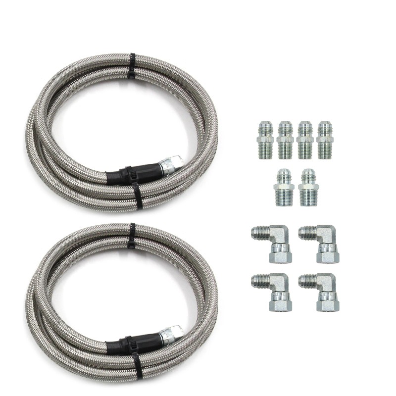 52" Length SS Braided Transmission Cooler Hose Lines For TH350