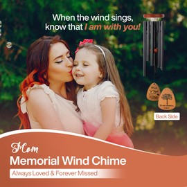 The Purple Sunflower Memorial Wind Chimes for Loss of Mom - 32" Sympathy Gift for Loss of Loved One with Keychain, Bereavement Gifts, Funeral Gifts, Wind Chimes for Loss of Loved One - (Mom)