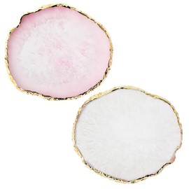 BETURY Resin Nail Art Palette, Nail Art Painting Mixed Color Palette Gold Edge Nail Gel Color Makeup Display Board (Pink+White)