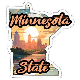 Minnesota State Sticker Travel Weatherproof Souvenir Decal Vinyl Small Waterproof for Water Bottle Mug Passport Notebook Laptop Computer Phone Car Stickers Size 4" ID44990