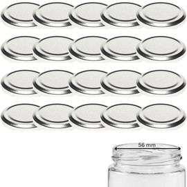 mikken 20 Lids, TO 66/6.9 cm for Jars, Twist-Off Replacement Lids, Screw Lids for Jam Jars, Jars and Preserving Jars, Silver