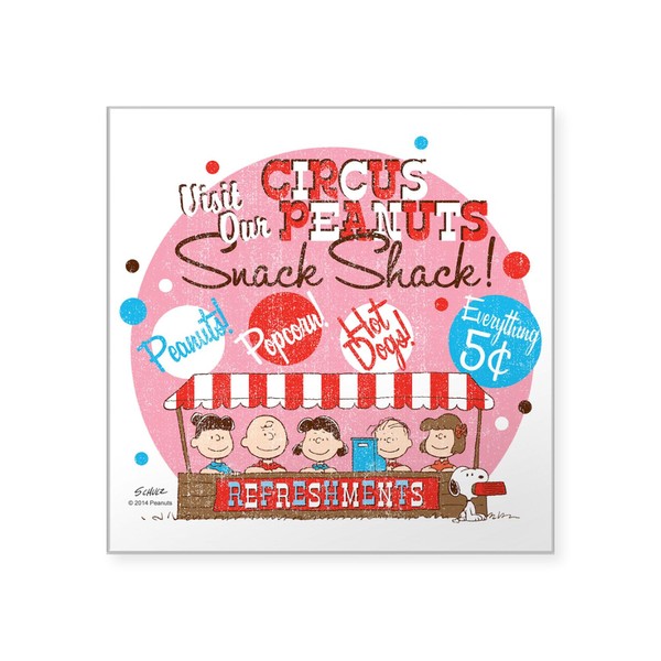 CafePress Peanuts Circus Square Sticker 3 X 3 Square Bumper