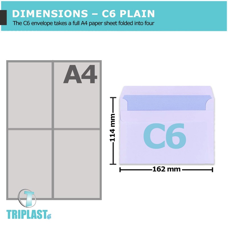 Triplast 20 x C6 White Self Seal Security Envelopes (Size: