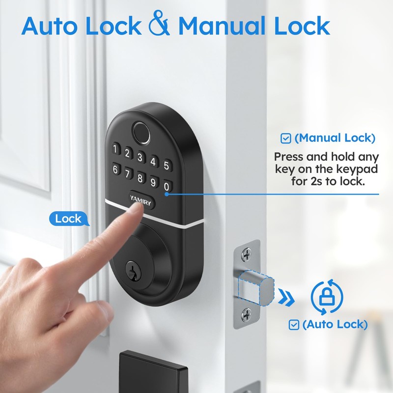 Yamiry Electronic Keypad Deadbolt, Fingerprint Door Lock,Keyless Entry Digital Lock