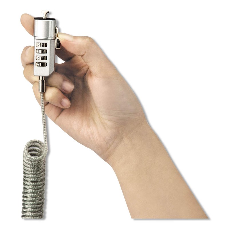 Innovera 64670 Compact Combination Laptop Lock, 6 ft Steel Cable