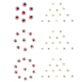 Bindi Pack of 6 Crystal Designer Bindis Jewel for Forehead Face Tikka Red &White Bindiya Stickers Adhesive Stone Indian Traditional Bindi Tattoos for Women Girls Bride Return Gifts (Multicolour-2)