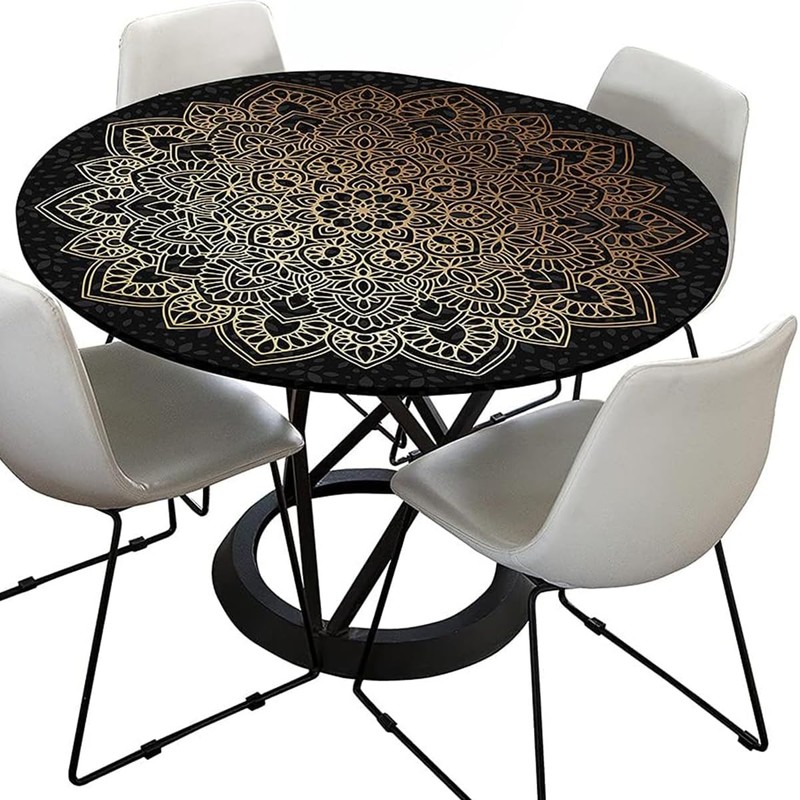 FANSU Round Tablecloth 120cm, Washable Round Table Cover Mandala Wipe