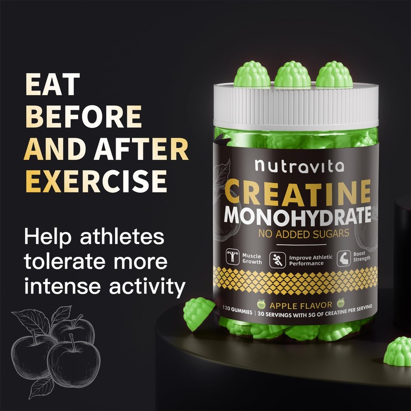 Nutravita NSF Certified Creatine Gummy - Creatine Monohydrate Gummies for