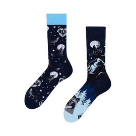 Many Mornings - Winter Wolf - Mismtached Socks with Wolf, WINTER WOLF