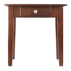Contemporary Home Living 20” Brown Walnut Rochester End Table with One Drawer
