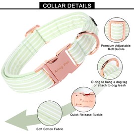 ARING PET Dog Collar-Cute Green Dog Collar with Bow, Adjustable Summer Bowtie Dog Collar Puppy Collars with Metal Buckle for Small Medium Large Dogs