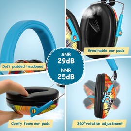 PROHEAR 032 Ear Defenders for Children, Noise Reduction for Autistic Kids Have Sensory Issues, Teens Safety Hearing Protection Muffs, Ideal for Firework, Air Shows, Study - Blue Graffiti
