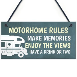 RED OCEAN Motorhome Rules Sign Hanging Door Plaque Motorhome Caravan Accessories