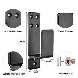Door Barricade Brackets,AINAFIX 2 Pack Drop Open Bar Holder for Home Security, 2x4 Bar Brackets Prevent Unauthorized Entry, Carbon Steel,Black