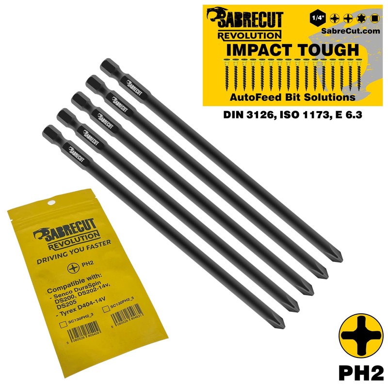 5 x SabreCut SC130PH2_5 130mm PH2 Compatible with SENCO DuraSpin