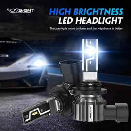 NOVSIGHT H11 9005 LED Light Bulbs - 500% Super Brighter 6500K Cool White, Fanless Light, 1:1 Design, Plug and Play 3 Mins Installation, H8 HB3 Automotive Fog Lamps, Pack of 4 (2 Years)