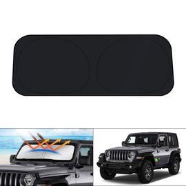 KUST Parasol para parabrisas para Jeep Wrangler JL y 2020 – 2021 Jeep Gladiator JT 2020 – 2021 parasol plegable para ventana Jeep Gladiator JT, visera parasol bloquea los rayos UV, mantiene tu coche fresco