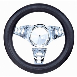 Steering Wheel, 8" Diameter, 4Inch Dish, 3 Spoke, 3 Bolt, Compatible with Dune Buggy