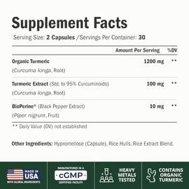 Turmeric Curcumin with Bioperine Joint Pain Relief - Anti-Inflammatory, Antioxidant Supplement with 10mg of Black Pepper for Better Absorption. 100% A