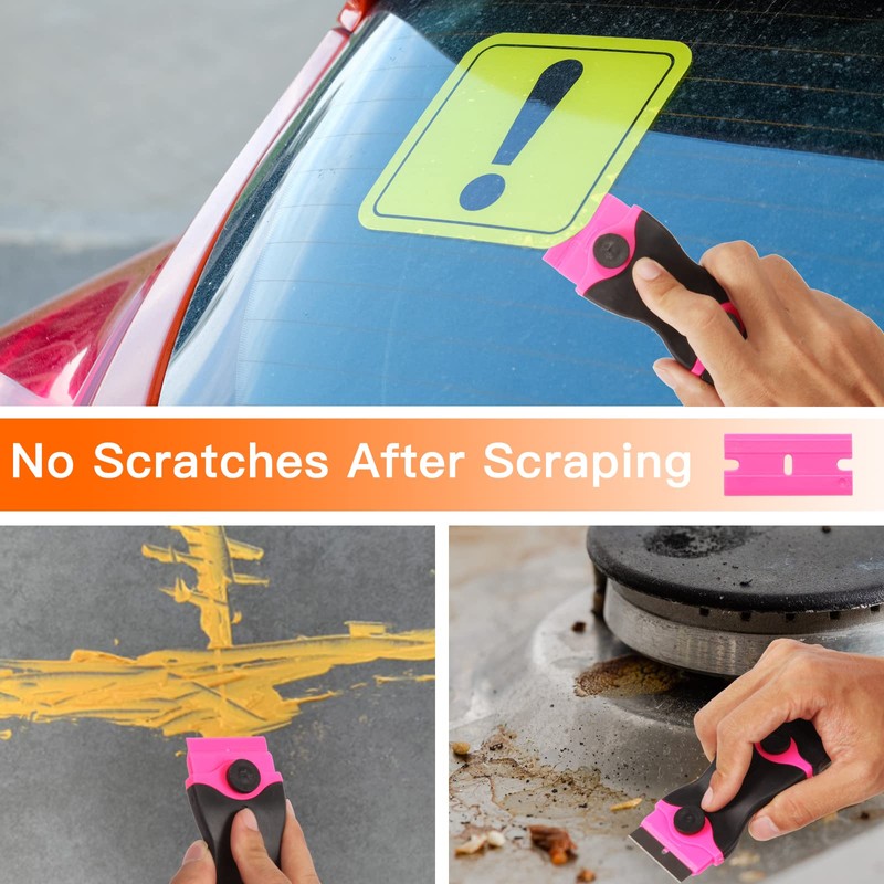 2PACK Razor Blade Scraper, 2-in-1 Scraper Tool with 20Pcs Plastic