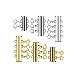 Bamboopack 6 PCS Layered Necklace Spacer Clasp Jewelry Clasps Connector Multi Strands Detangler Slide Clasp Lock for Layered 3 Sizes Gold Silver