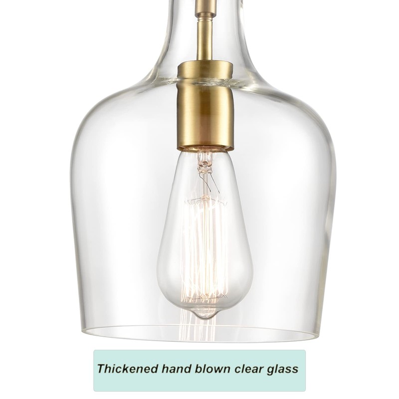 HYDELITE Modern Brushed Gold Pendant Light Fixtures Clear Glass Adjustable