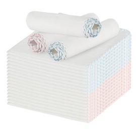 LDKJ 20 Pack Muslin Face Cloths, Reusable Face Cloth 30x30cm/11.8x11.8in, Muslin Cloths Soft and Light for Makeup Remover, Non-fluorescent Cotton for Baby