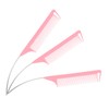 Outanaya 3pcs Pink Curved Rat Tail Combs Parting Tool for
