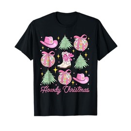Howdy Christmas Pink Coquette Bow Xmas Tree Western Country T-Shirt